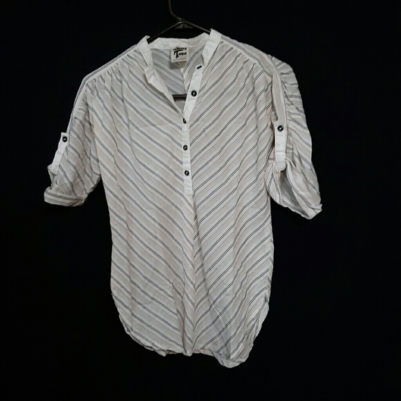 Just tops 70s half way button up stripped blouse - Picture 1 of 5